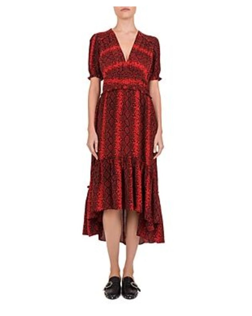 The Kooples Red Hot Snake-Print Midi Dress