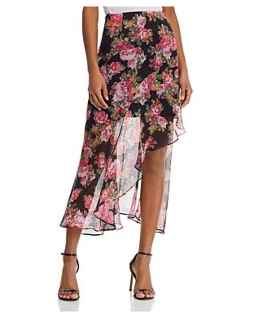 Keepsake Oblivion Asymmetric Floral Midi Skirt