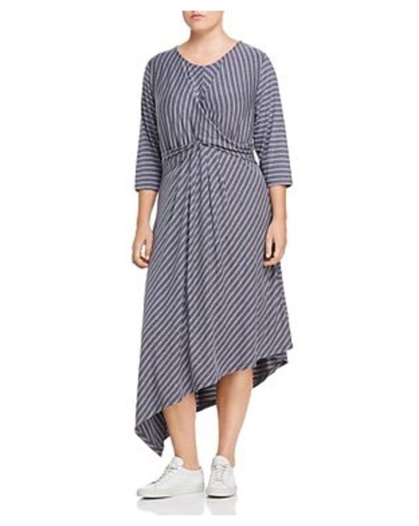 B Collection by Bobeau Curvy Clara Striped Asymmetric Twist Front Dress