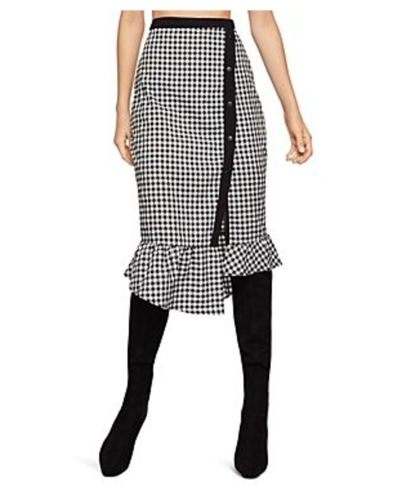 Gingham Asymmetric Pencil Skirt