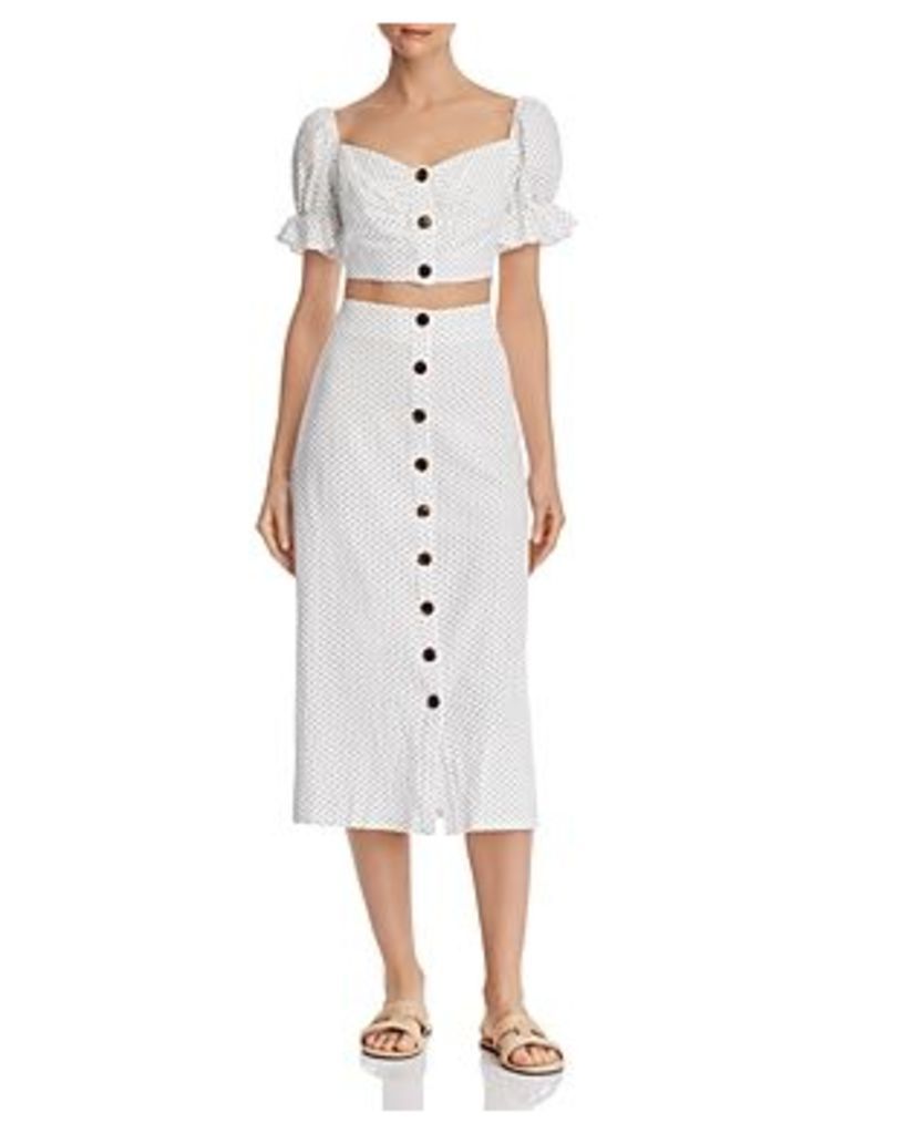 leRumi Chloe Polka Dot Cropped Top & Midi Skirt Set