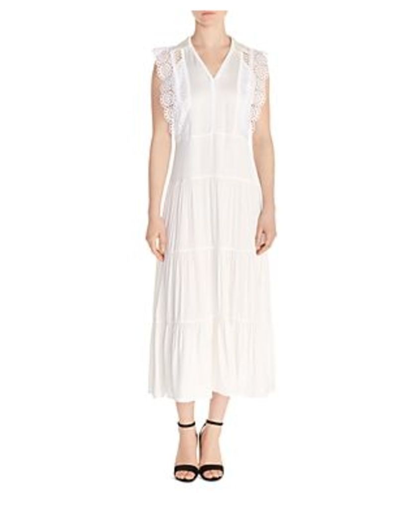Sandro Maxime Tiered Lace-Inset Maxi Dress