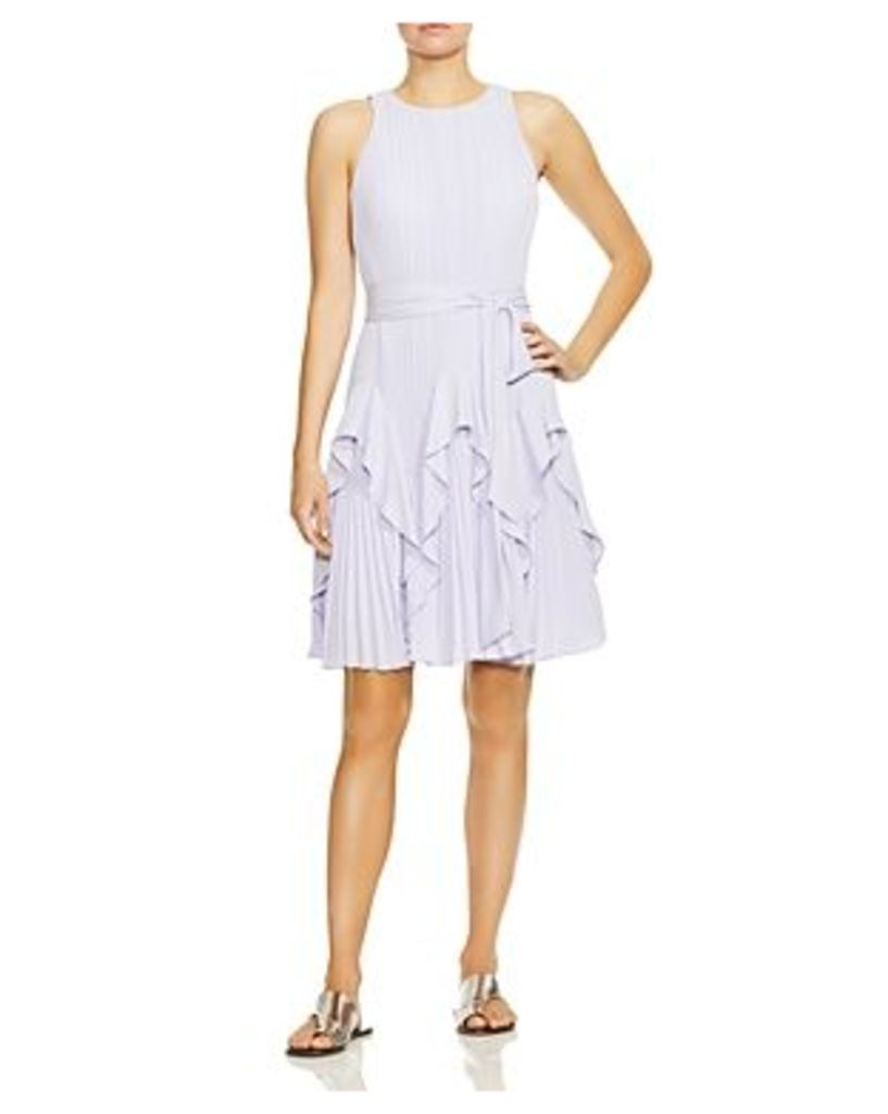 Halston Heritage Pleated Fit-and-Flare Dress