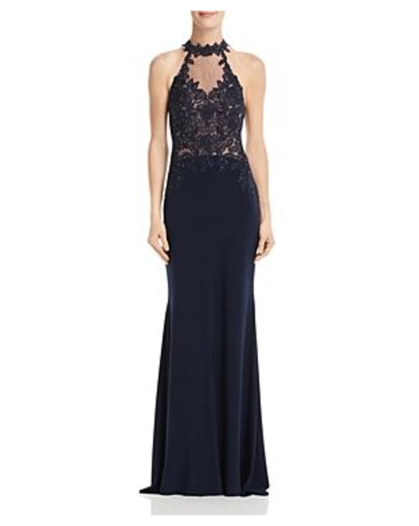 Avery G Embellished Illusion Gown