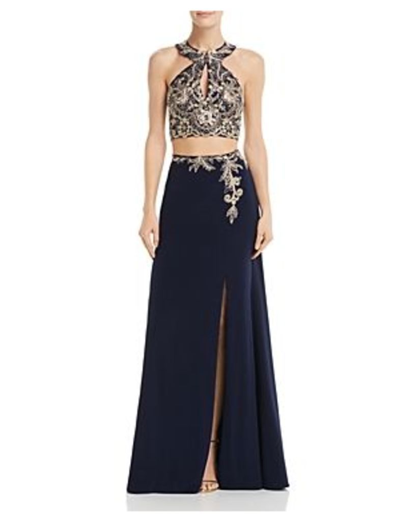 Avery G Embellished Two-Piece Gown