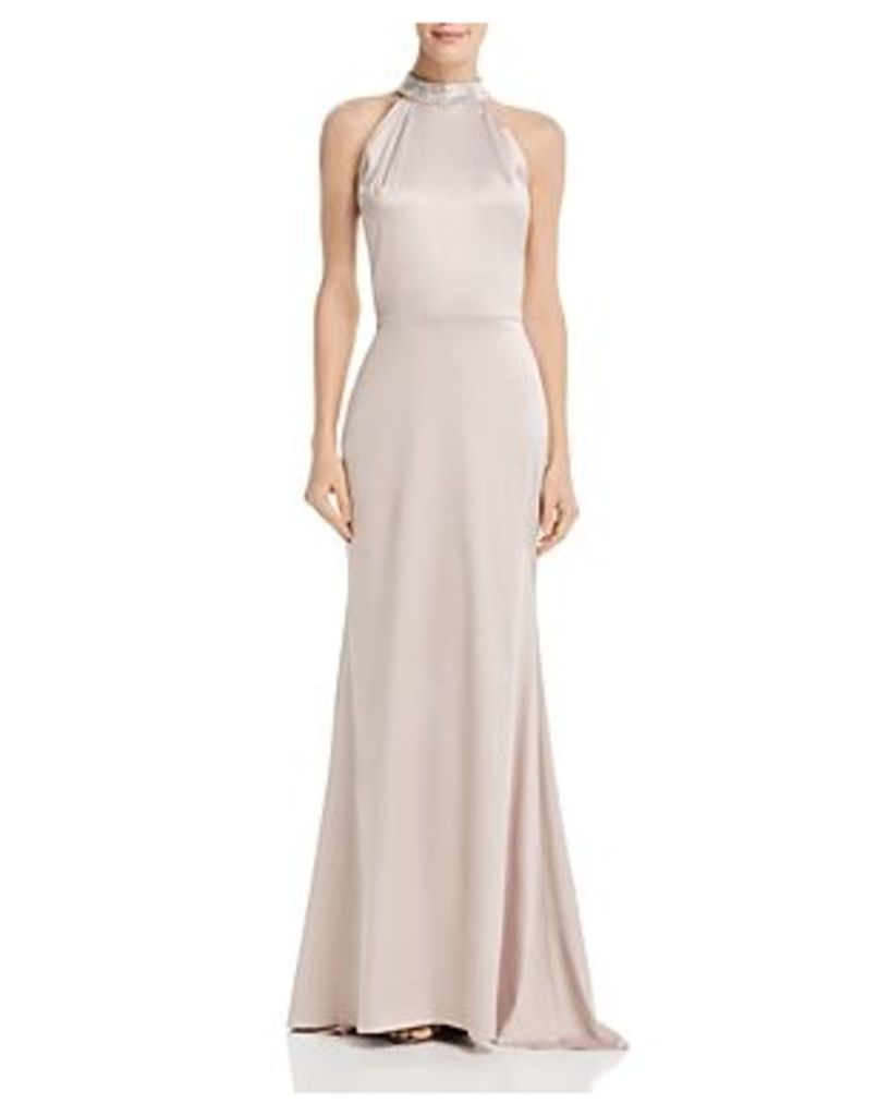 Avery G Embellished Satin Gown