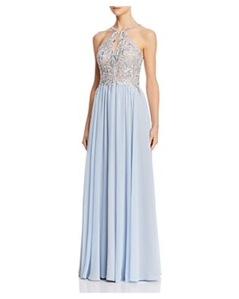 Avery G Embroidered Chiffon Gown