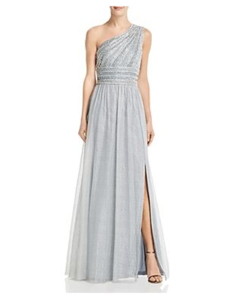 Adrianna Papell Embellished One-Shoulder Gown