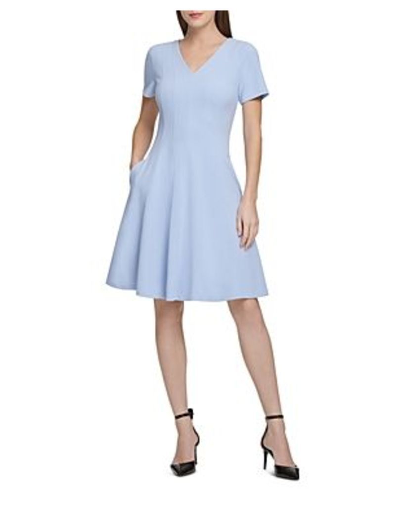 Donna Karan Pleated Short-Sleeve Dress