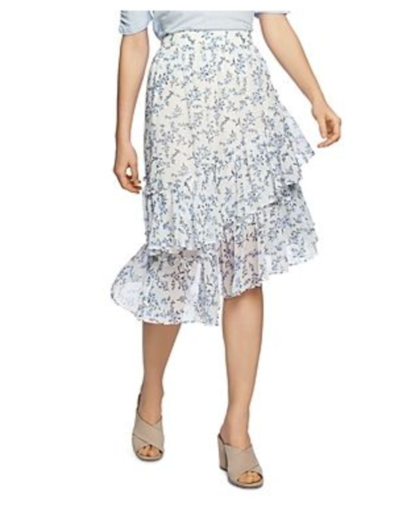 1.state Floral-Print Tiered Asymmetric Skirt
