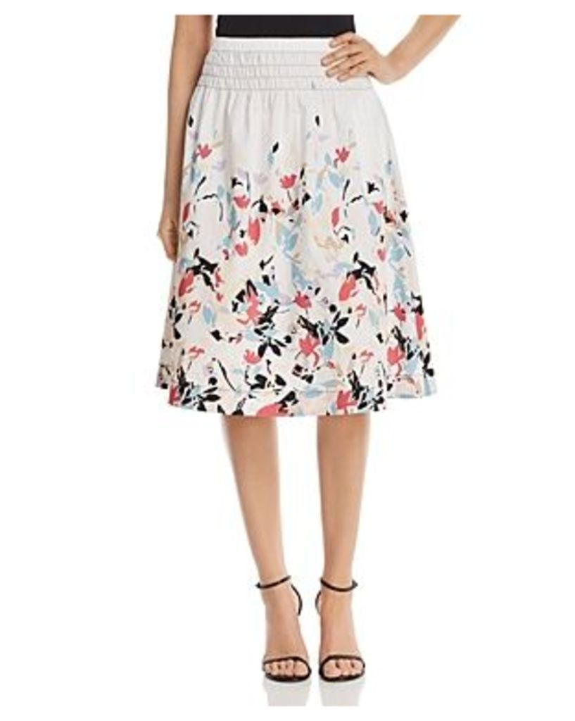 Donna Karan New York Floral-Print Smocked-Waist Skirt