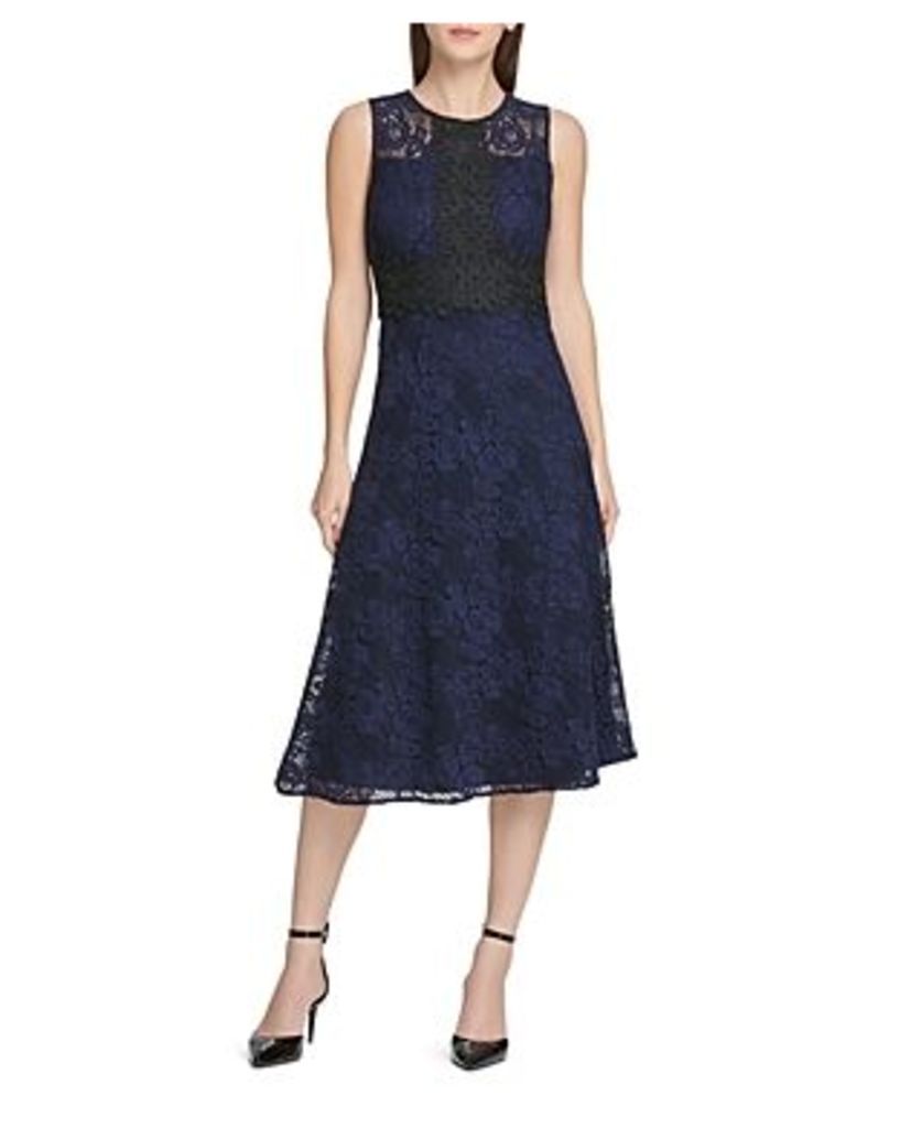 Donna Karan Floral Lace Midi Dress