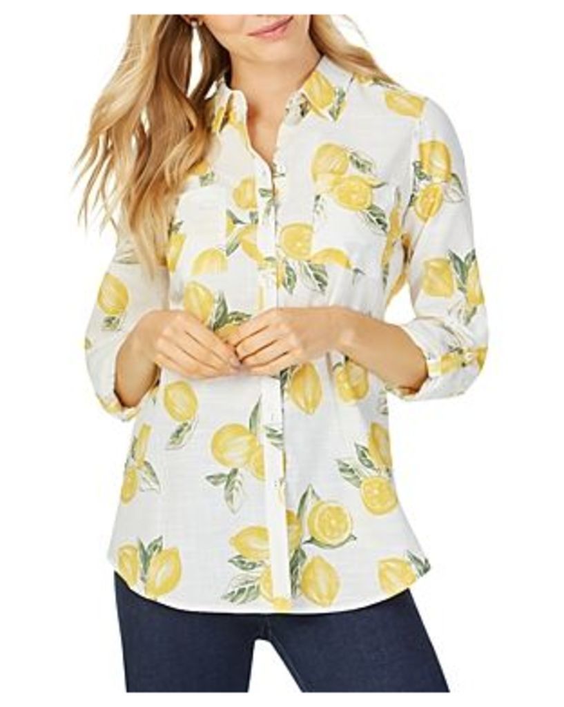Foxcroft Zoey Lemon-Print Shirt