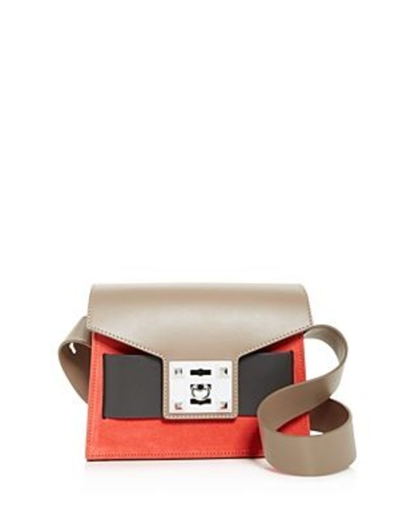 Mila Small Color-Block Suede & Leather Shoulder Bag