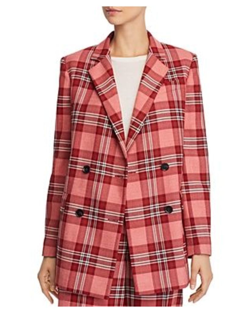 Whistles Plaid Double-Breasted Blazer - 100% Exclusive