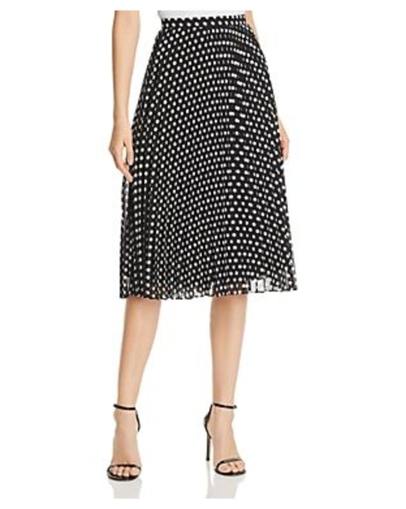 Calvin Klein Dot-Print Pleated Midi Skirt