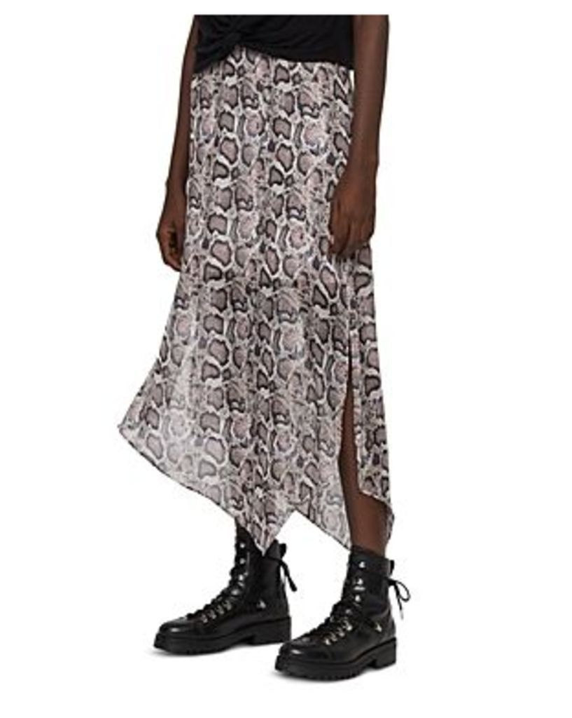 Allsaints Rhea Misra Asymmetric Snake Print Skirt