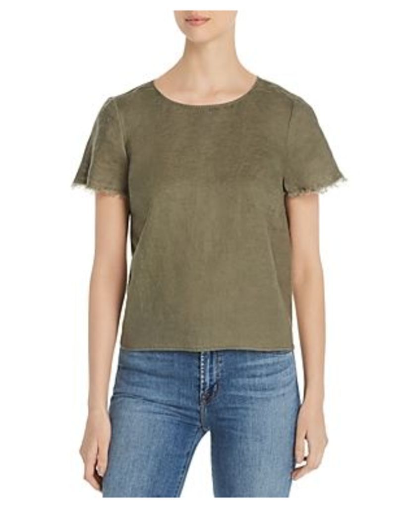 Vince Camuto Frayed-Sleeve Linen Tee - 100% Exclusive