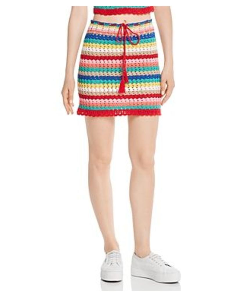 Wildfox Stassi Rainbow-Stripe Crochet Skirt