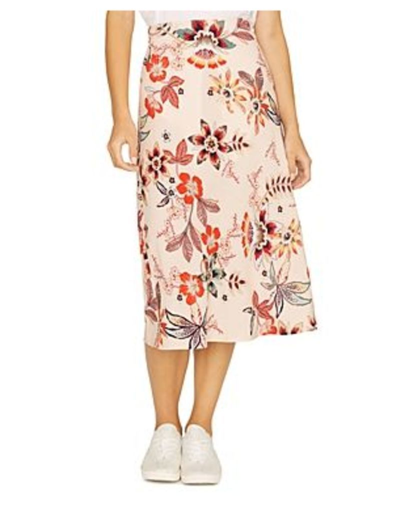 Sanctuary High-Waist Floral-Print Midi Skirt
