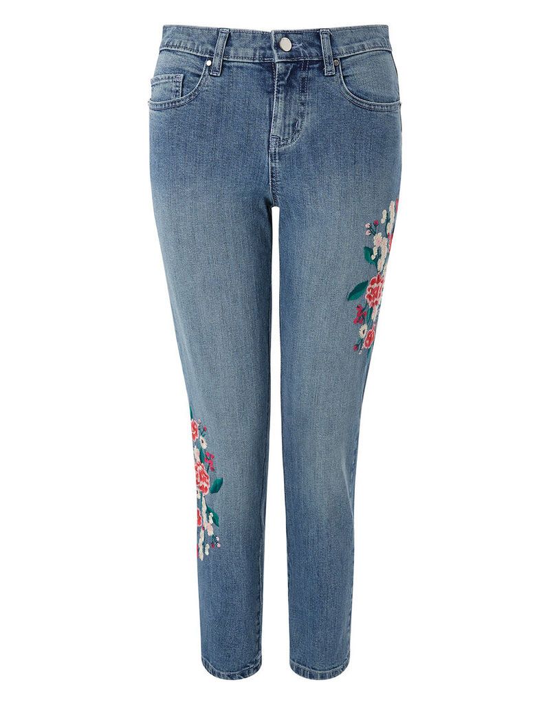 Doli Floral Embroidered Cropped Jean