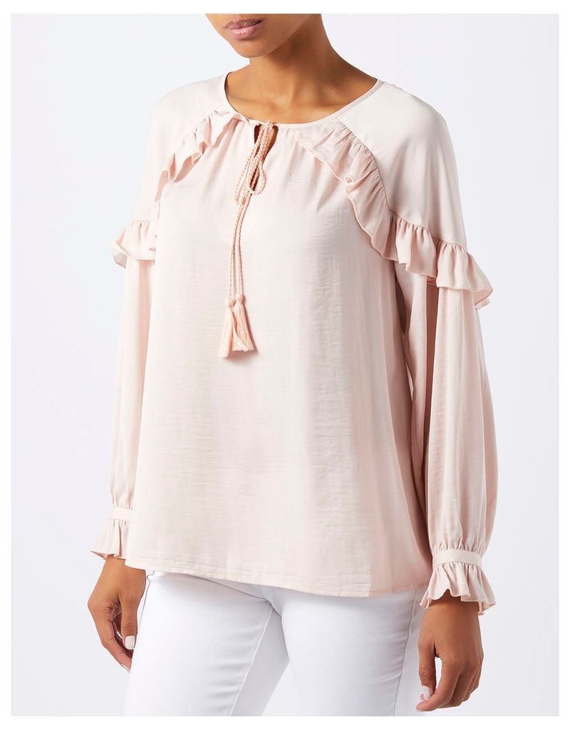 Miley Washer Satin Frill Top