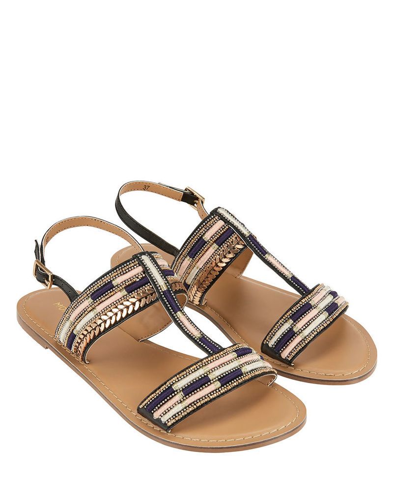 Shiloh Embroidered T-bar Sandals