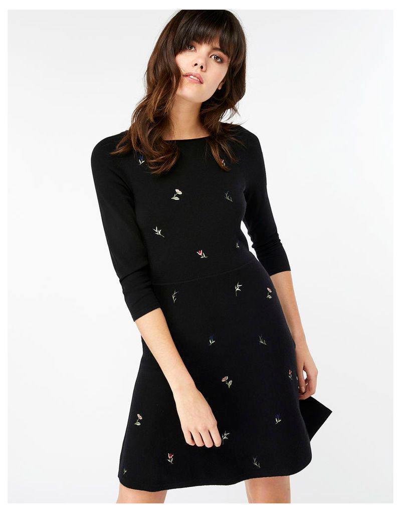 Elena Embroidered Fit And Flare Dress