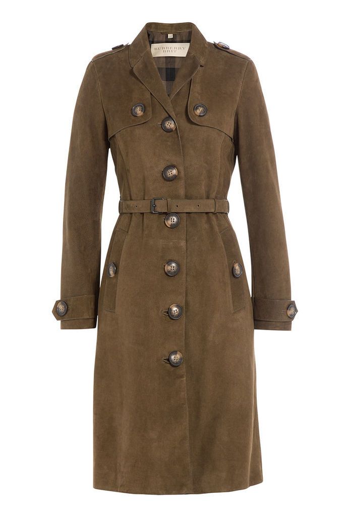 Burberry Brit Suede Trench Coat - brown