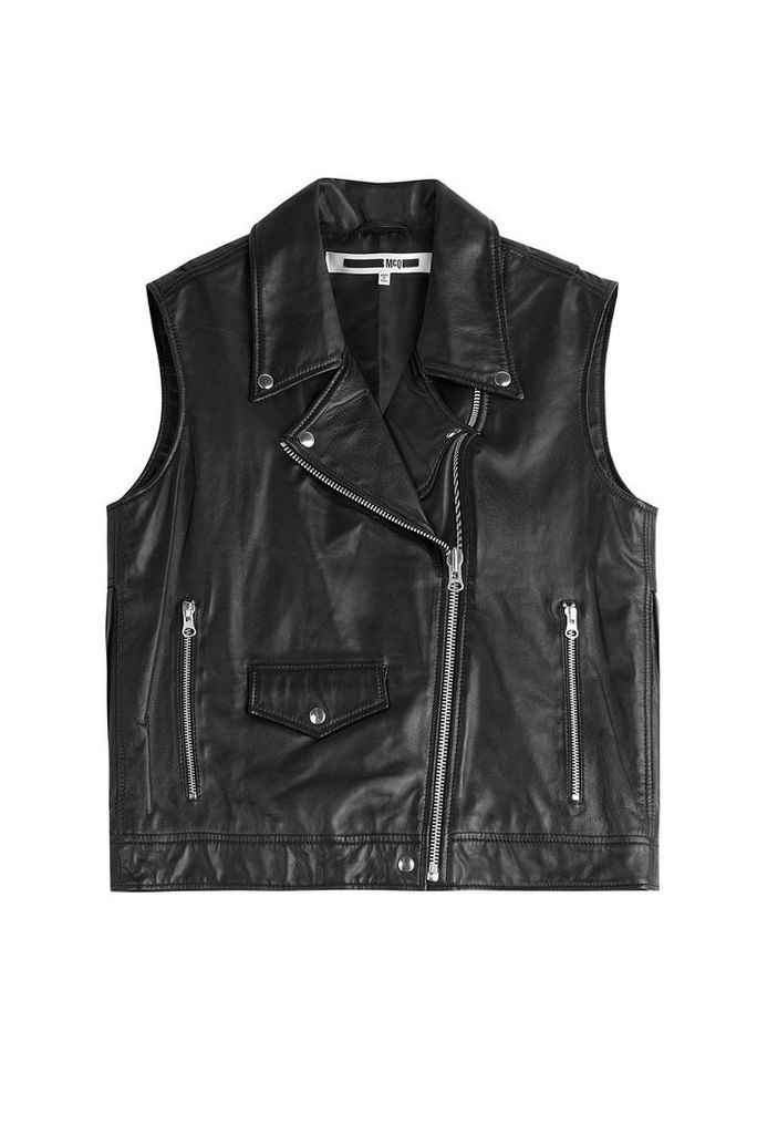 McQ Alexander McQueen Fringed Leather Biker Vest
