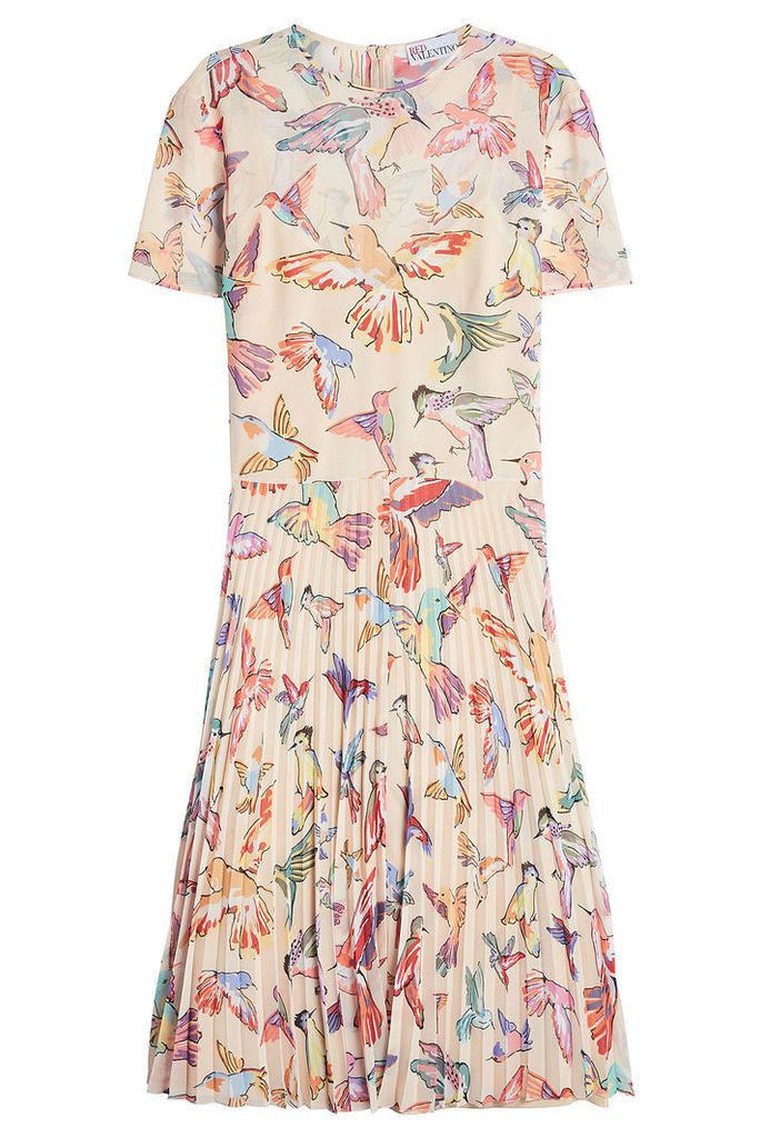 R.E.D. Valentino Printed Dress with Pleated Skirt