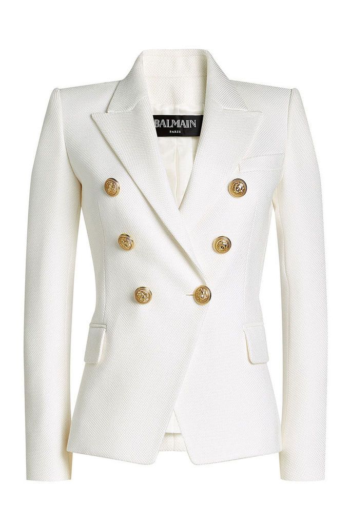 Balmain Cotton Blazer with Embossed Buttons