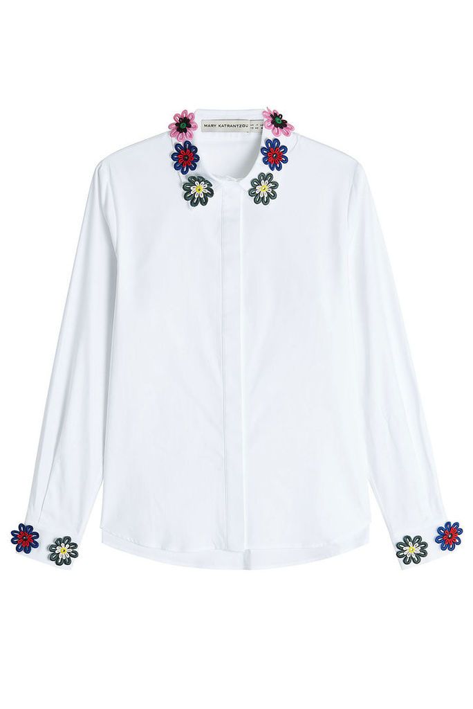 Mary Katrantzou Cotton Shirt with Floral Appliqu ©