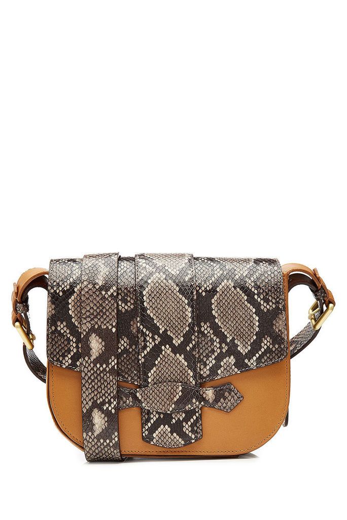 Vanessa Bruno Leather Shoulder Bag with Snake Print