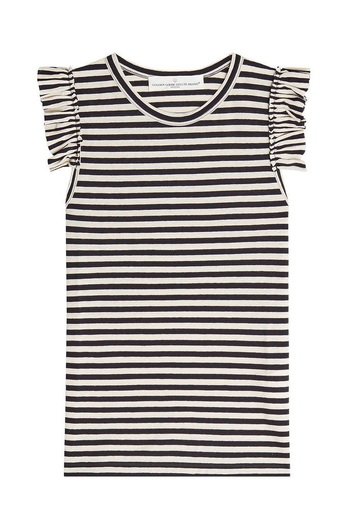 Golden Goose Striped Sleeveless Top with Ruffles