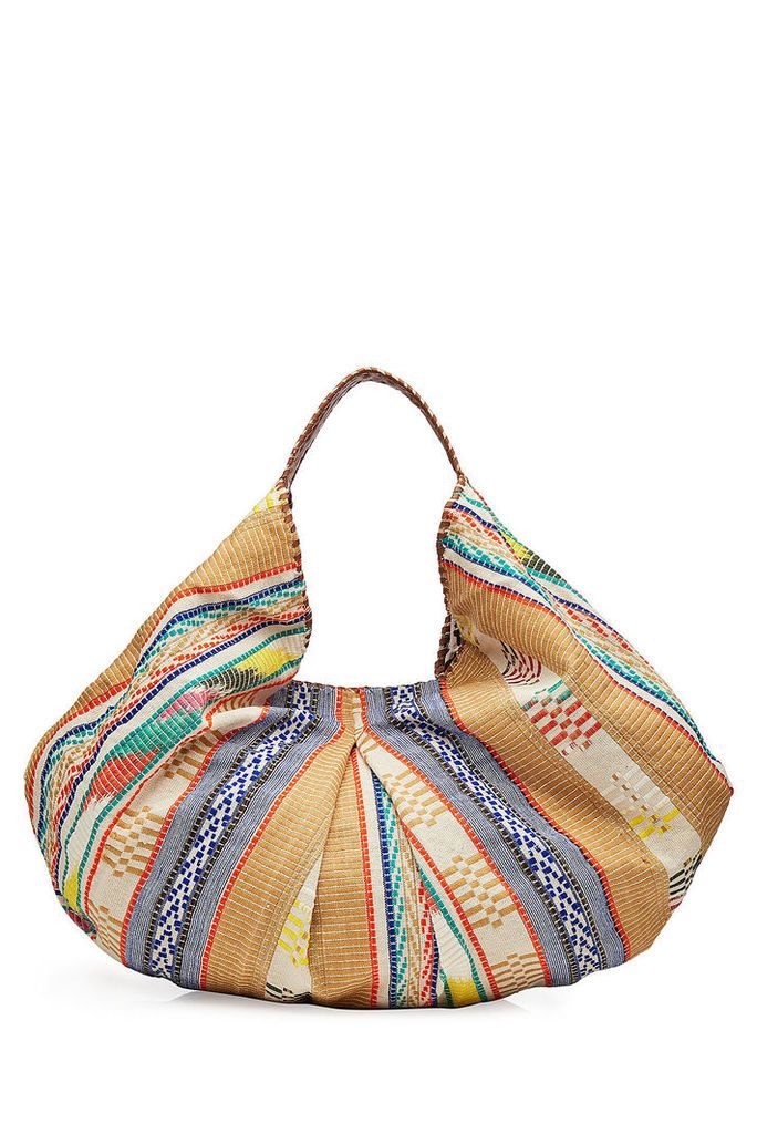Christophe Sauvat Embroidered Hobo Tote with Cotton