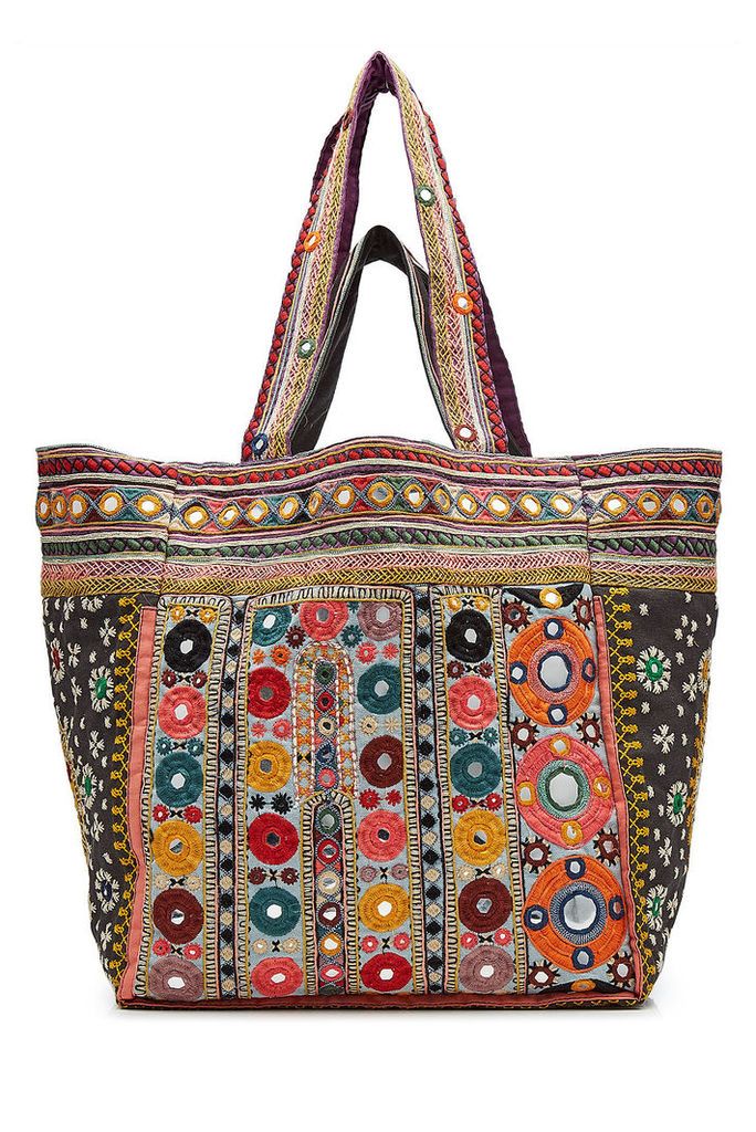 Star Mela Embroidered Tote with Mirrored Detail