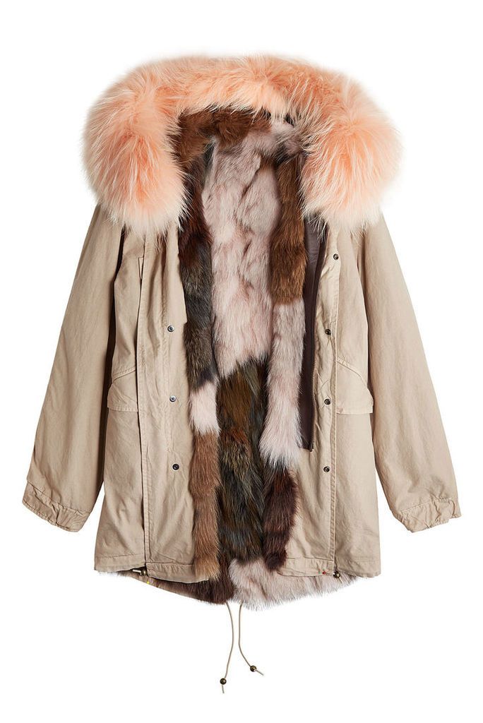 Mr & Mrs Italy Cotton Parka Jacket with Fur-Trimmed Hood and Lining
