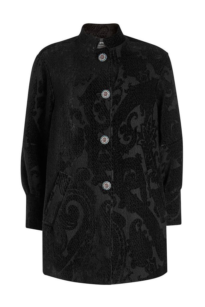 Etro Coat with Wool, Silk and Embellished Buttons