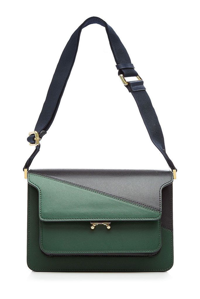 Marni Leather Shoulder Bag with Fabric Strap