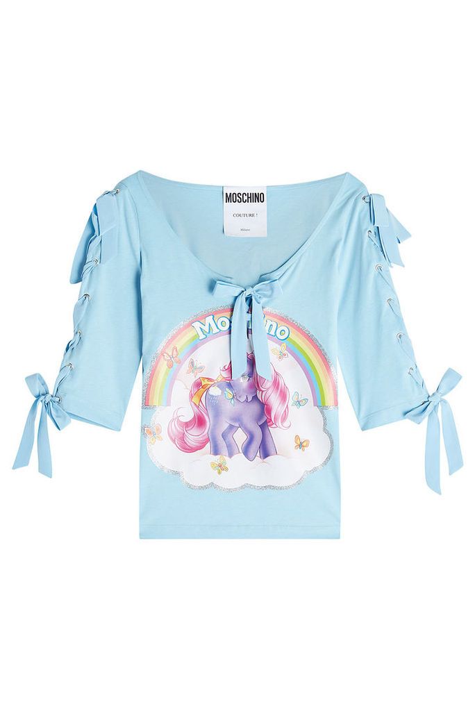 Moschino Little Pony Printed Cotton Top with Bows