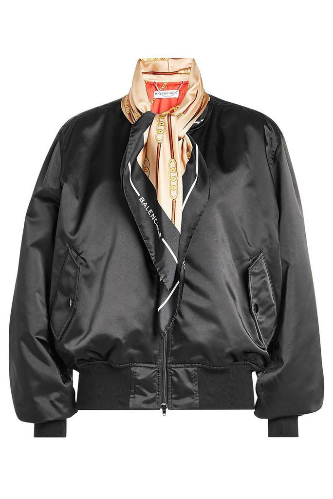 Balenciaga Satin Jacket with Printed Scarf