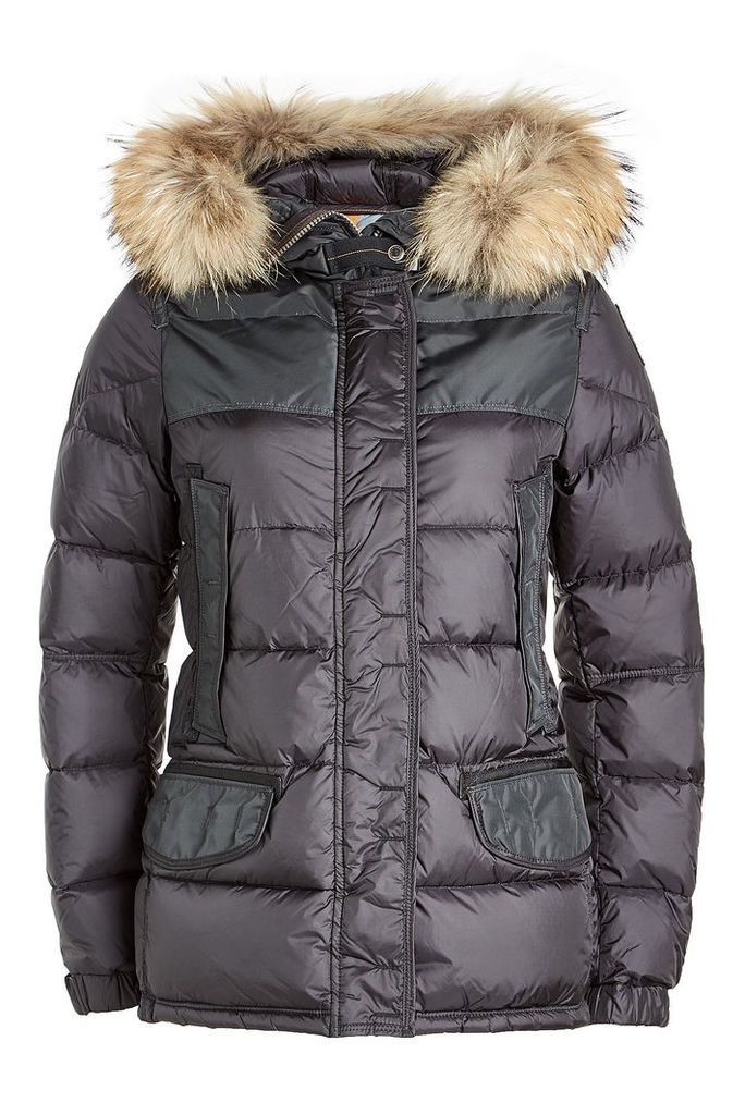 Parajumpers Down Jacket with Fur-Trimmed Hood