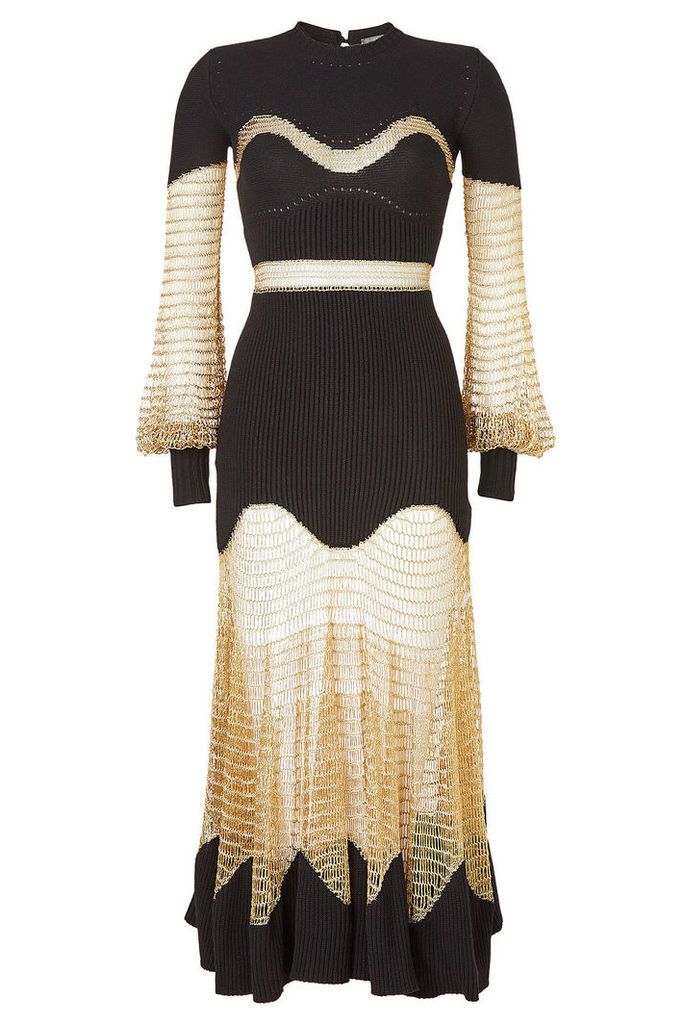 Alexander McQueen Wool Dress with Metallic Thread