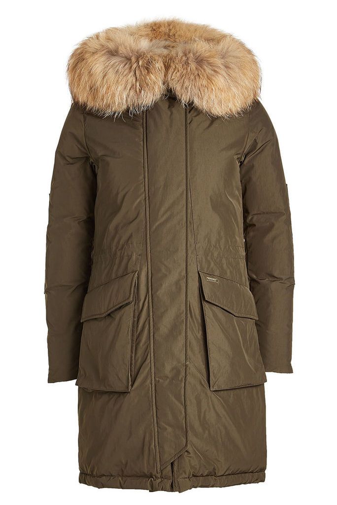 Woolrich Military Down Parka with Fur-Trimmed Hood