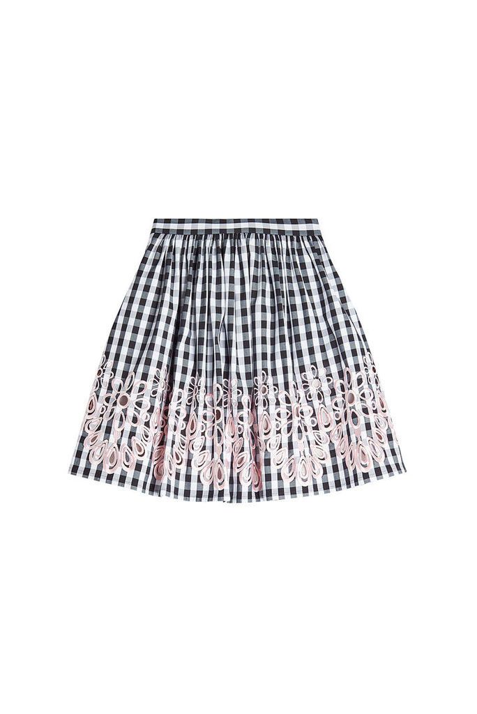 Boutique Moschino Embroidered Gingham Skirt