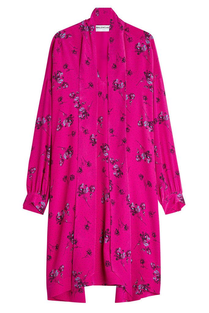 Balenciaga Silk Crepe Printed Dress