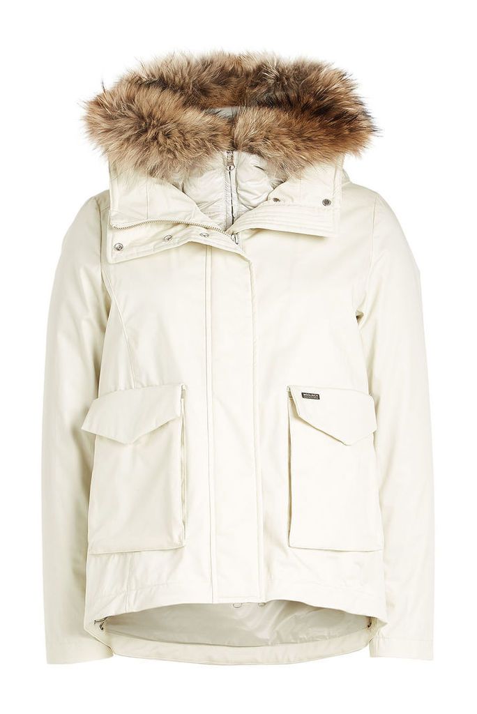 Woolrich 3 in 1 Military Down Jacket with Fur-Trimmed Hood