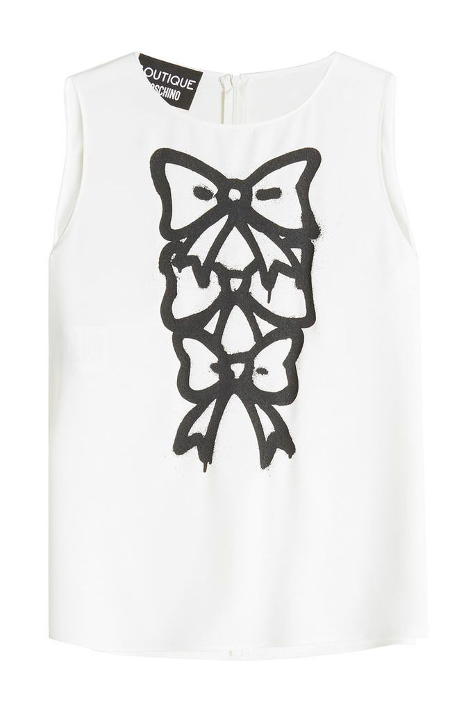 Boutique Moschino Bow Printed Sleeveless Blouse