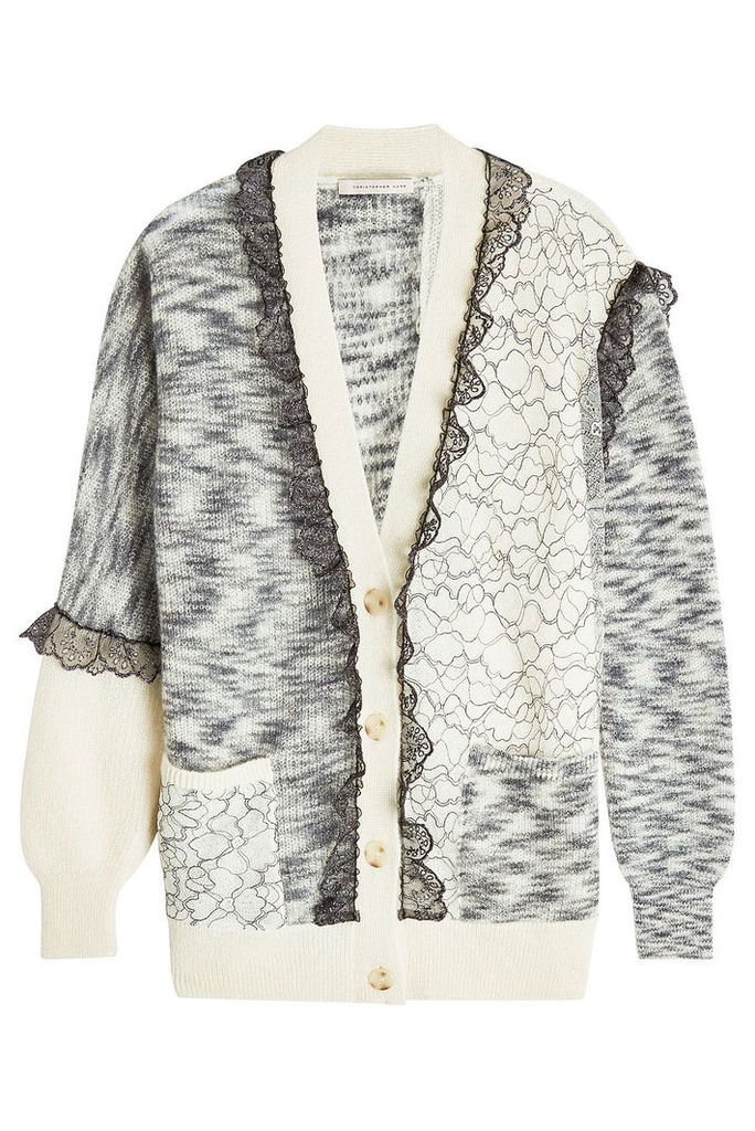 Christopher Kane Patchwork Cardigan with Mohair, Wool and Lace